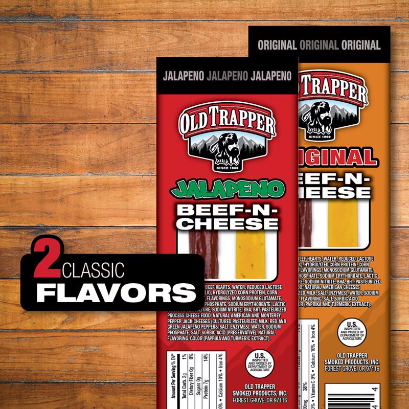 Old Trapper Jalapeno Beef Stick and Cheese 1.3 oz Shrink Wrapped