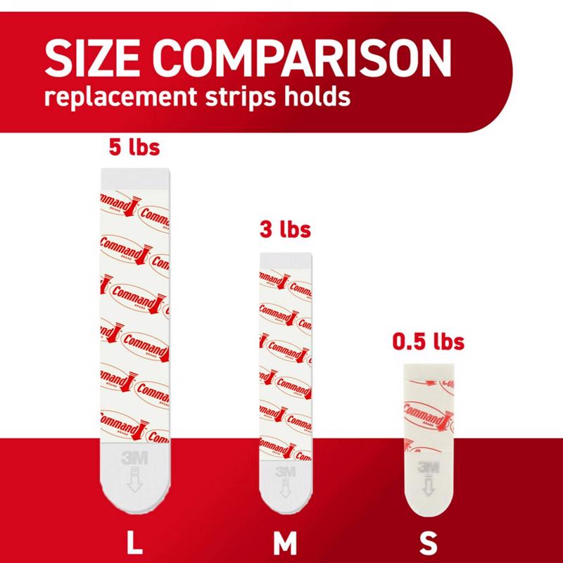 3M Command Medium Foam Refill Strips 2.75 in. L 12 pk