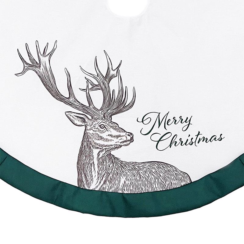 Celebrations Home Green/White Merry Christmas Deer Tree Skirt 48 in.