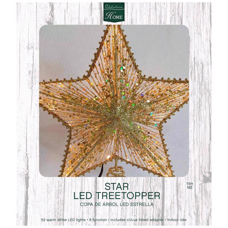 Celebrations LED Gold Star Tree Topper 11.5 in.