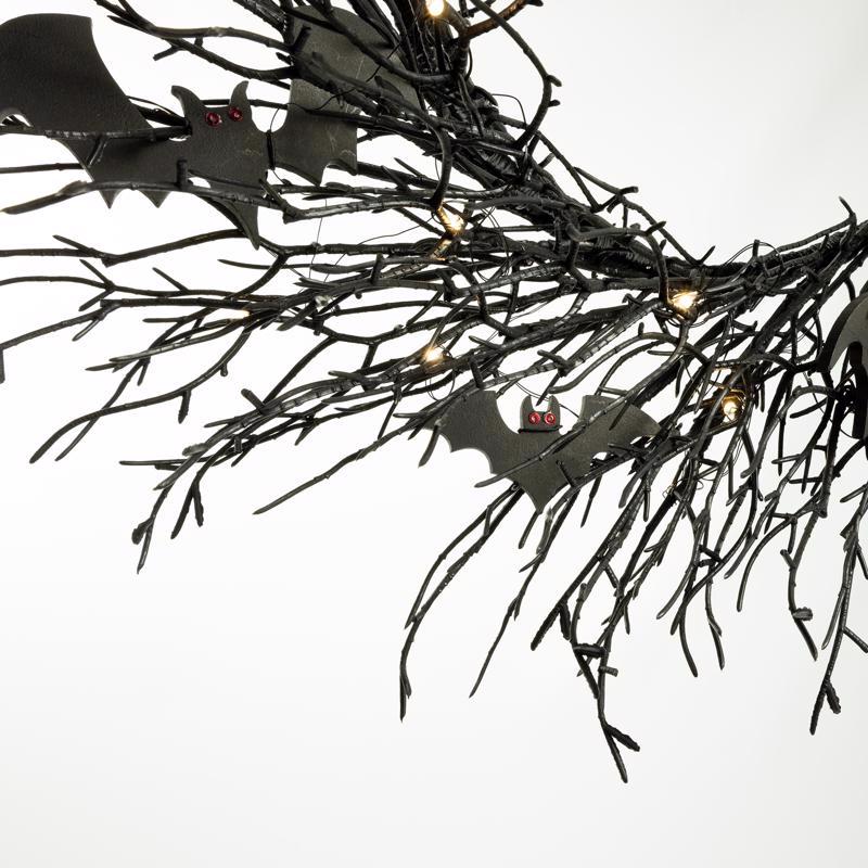 Celebrations Purple 35 ct 20 in. LED Prelit Black Twig Wreath