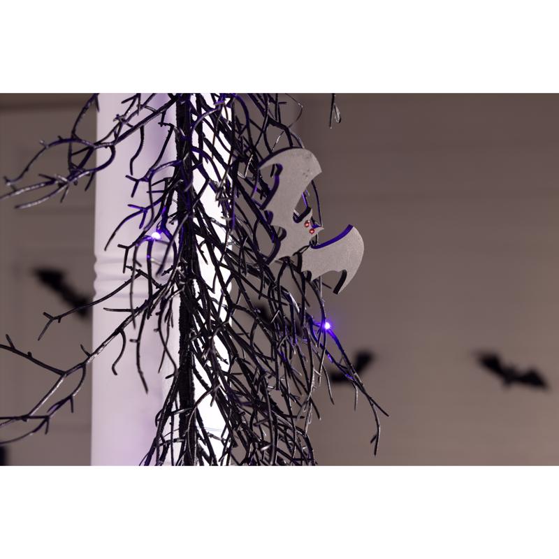 Celebrations Purple 50 ct 9 ft. LED Prelit Black Twig Garland