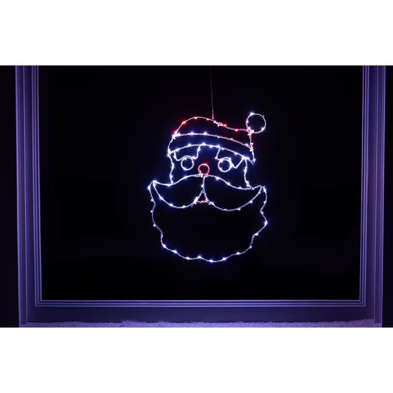 Celebrations LED Red/White Santa Head Silhouette 15 in. Hanging Decor
