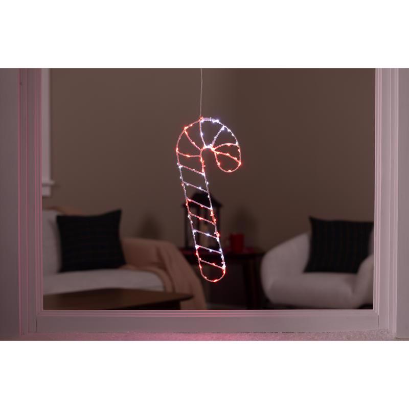 Celebrations LED Red/White Candy Cane Silhouette 15 in. Hanging Decor