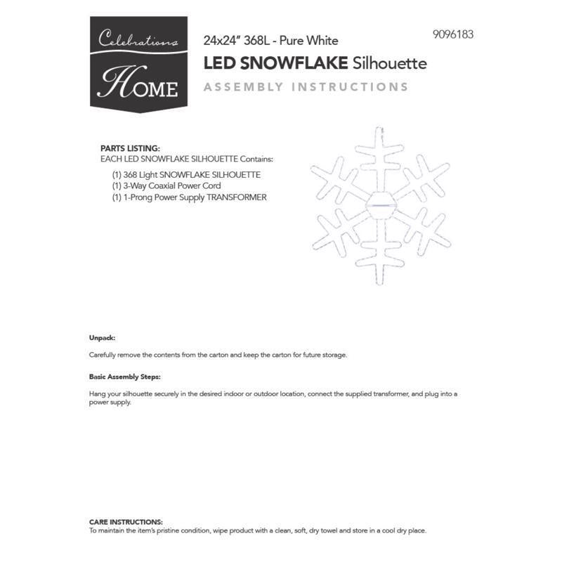 Celebrations LED Pure White Snowflake 24 in. Hanging Decor