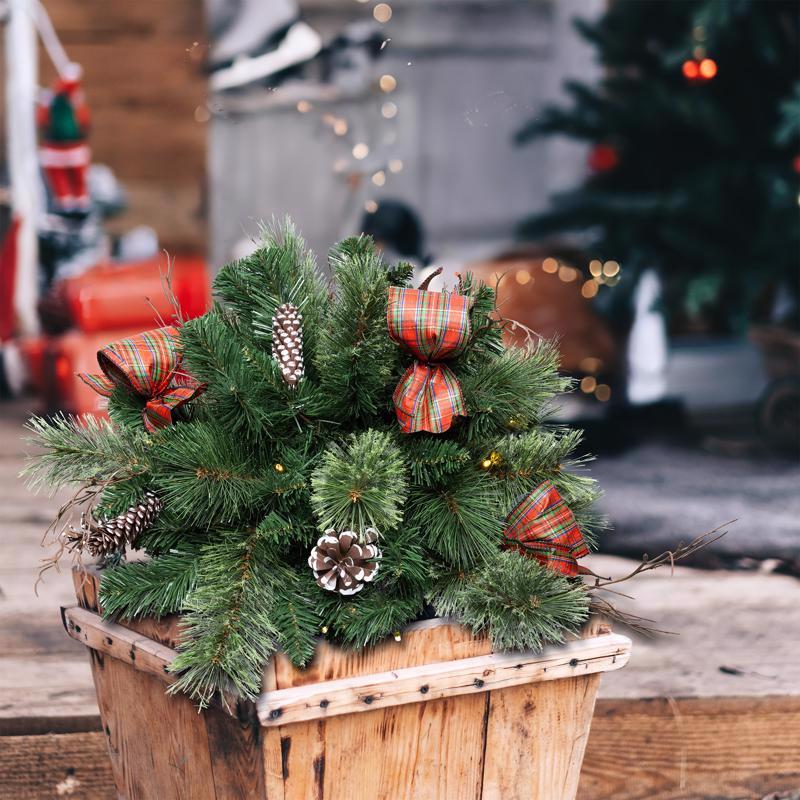 Celebrations Prelit Twig Pine Bow Urn Filler