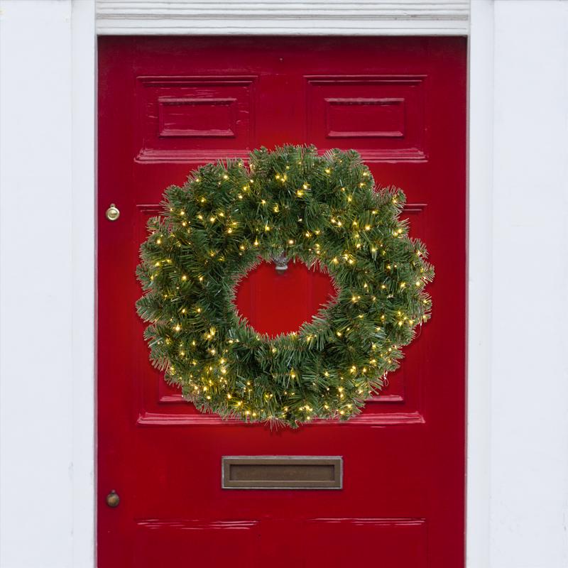 Celebrations 24 in. D LED Prelit Warm White Cascading Wreath