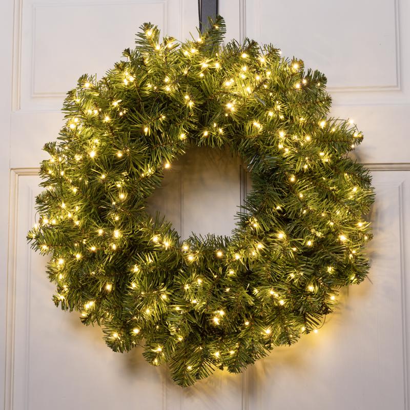 Celebrations 24 in. D LED Prelit Warm White Cascading Wreath