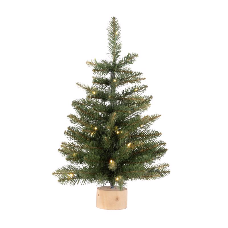 Celebrations 2 ft. Slim LED 35 ct Table Tree with Wood Base Color Changing Christmas Tree