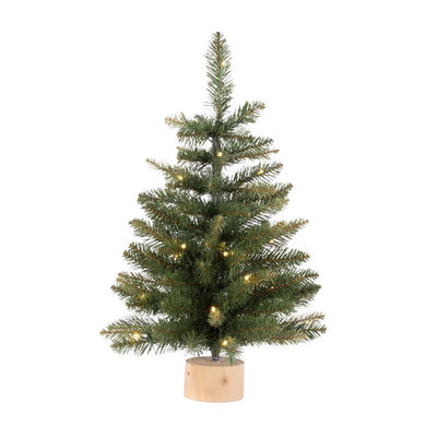 Celebrations 2 ft. Slim LED 35 ct Table Tree with Wood Base Color Changing Christmas Tree