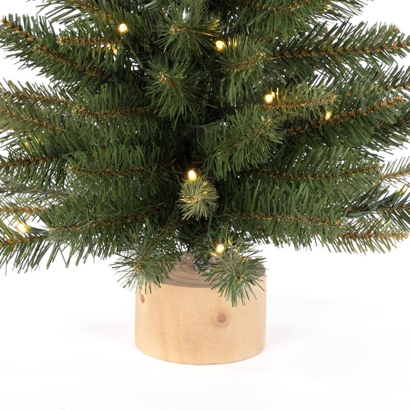 Celebrations 2 ft. Slim LED 35 ct Table Tree with Wood Base Color Changing Christmas Tree