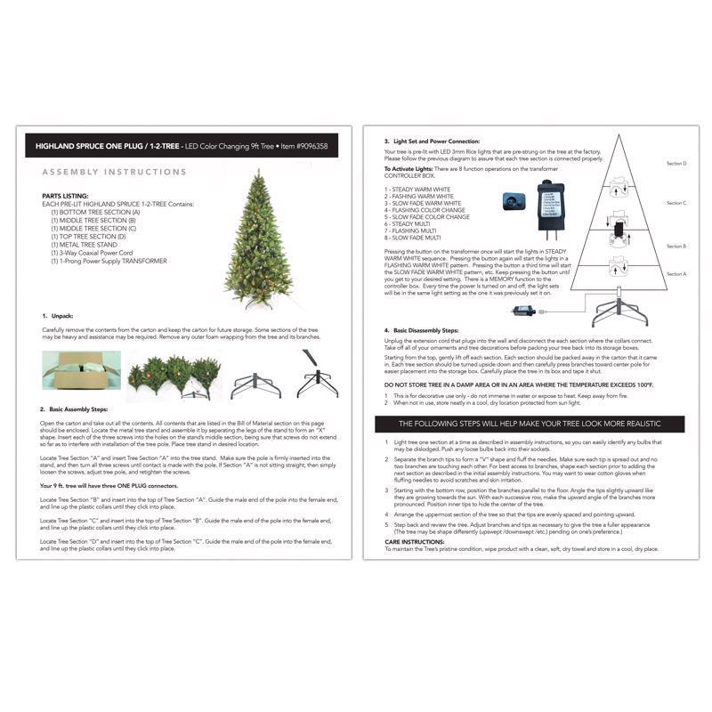 Holiday Bright Lights 1-2 Tree 9 ft. Full LED 600 ct Highland Green Spruce Color Changing Christmas
