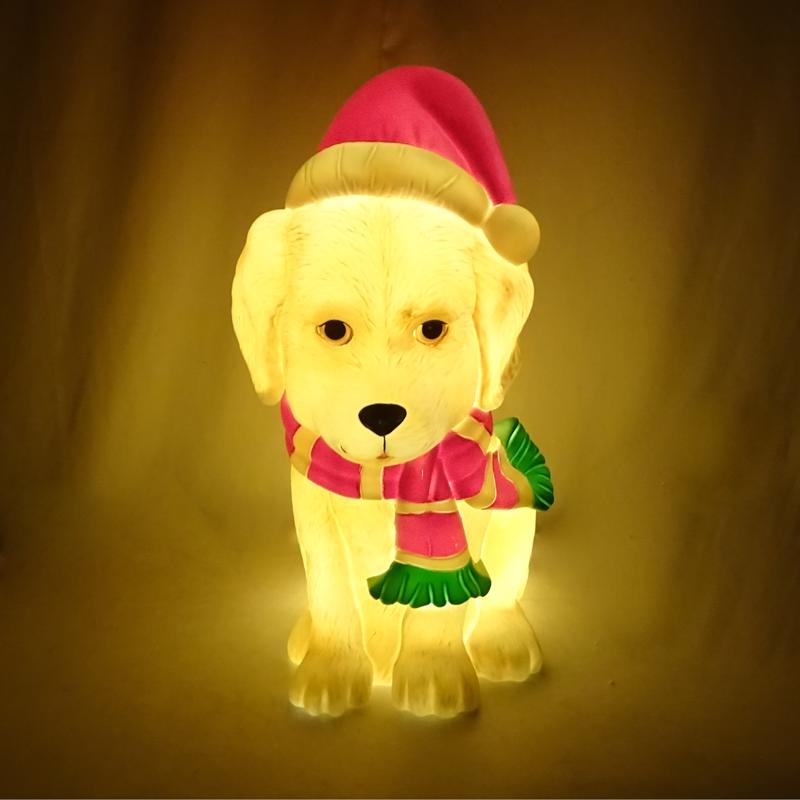 Alpine Golden Retriever Dog w/Santa Hat and LED lights 24 in. Blow Mold