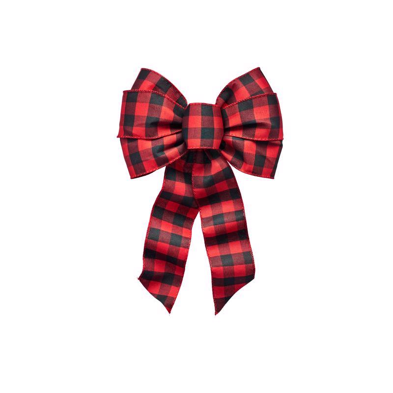 Holiday Trims Assorted Plaid Wired Christmas Bow 14 in.