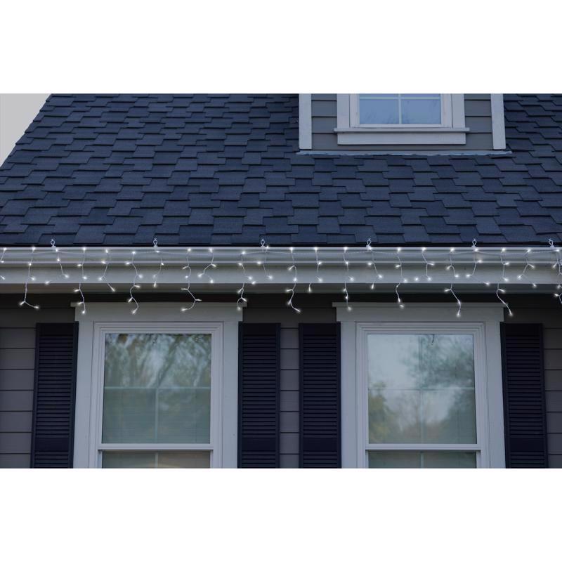 Celebrations Classic LED T5 Pure White 100 ct Icicle Christmas Lights 6 ft.