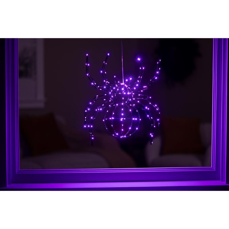 Celebrations Purple 140 ct 16 in. LED Prelit Illuminated Spider Halloween Decor