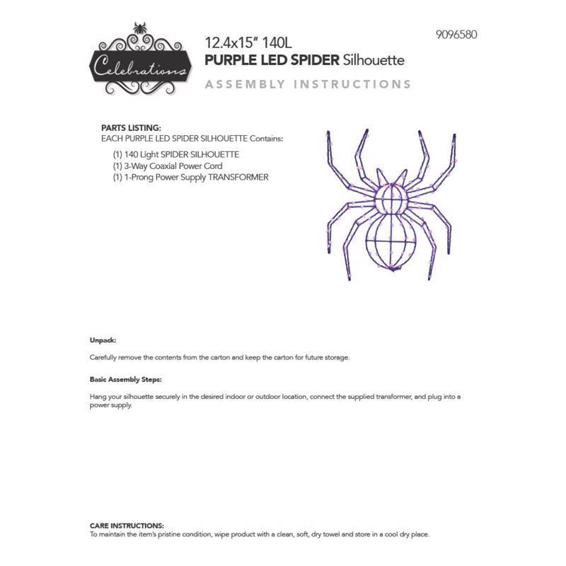 Celebrations Purple 140 ct 16 in. LED Prelit Illuminated Spider Halloween Decor
