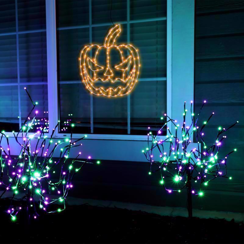 Celebrations Orange 155 ct 15 in. LED Prelit Illuminated Pumpkin Window Decor