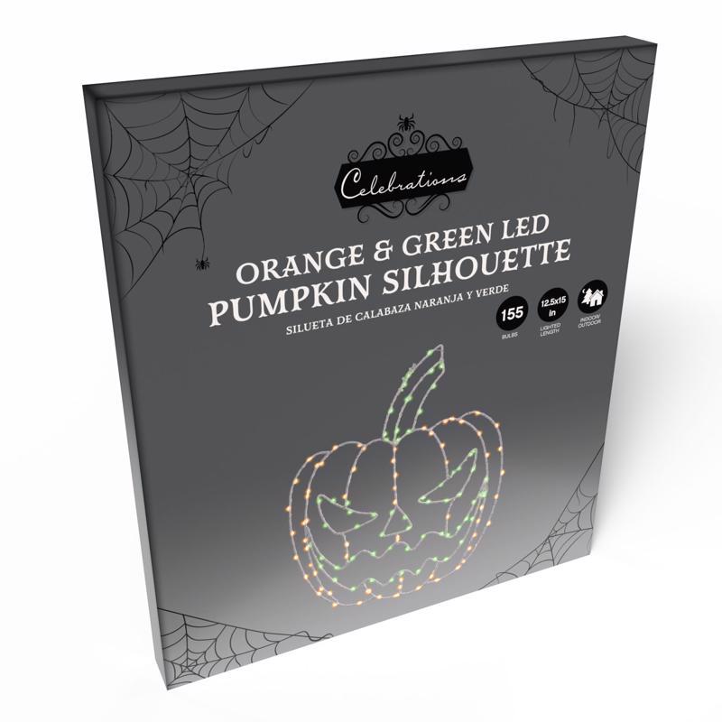 Celebrations Orange 155 ct 15 in. LED Prelit Illuminated Pumpkin Window Decor