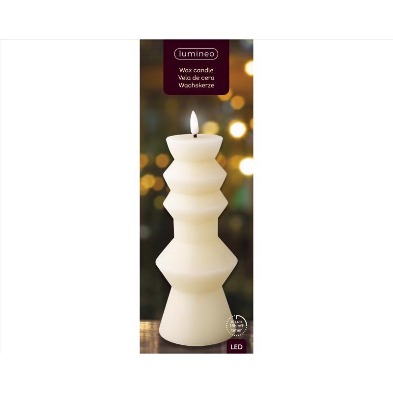 Lumineo LED Beige Candle 9.1 in.
