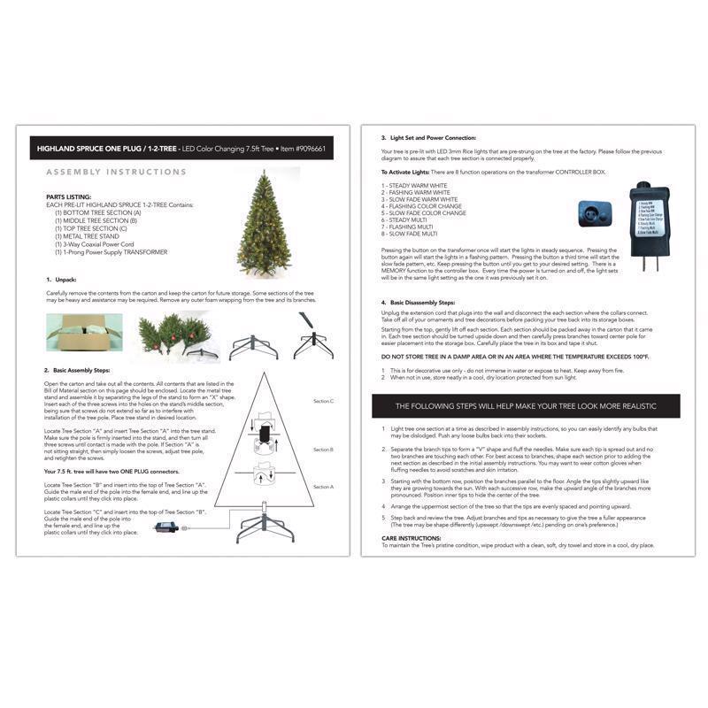 Holiday Bright Lights 1-2 Tree 7-1/2 ft. Full LED 450 ct Highland Spruce Color Changing Christmas Tr