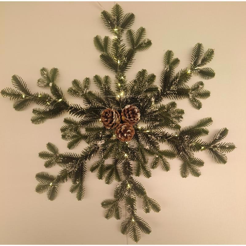 Celebrations LED Prelit Warm White Pine Snowflake Wreath