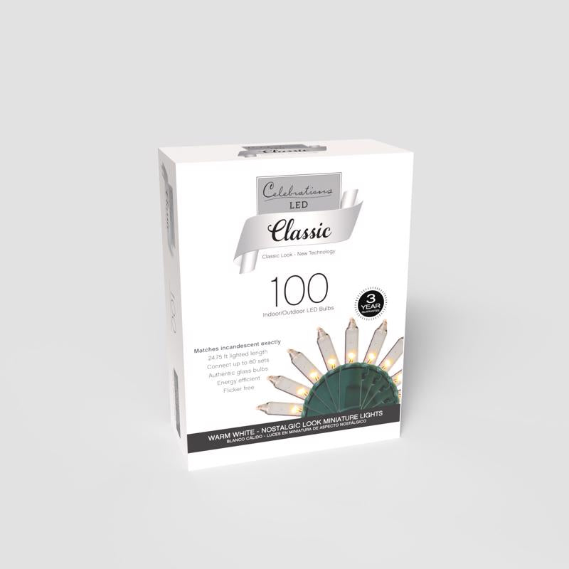 Celebrations Classic LED T5 Warm White 100 ct String Christmas Lights 24.75 ft.