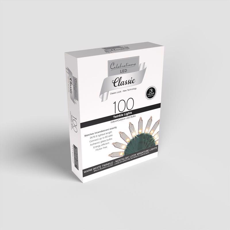 Celebrations Classic LED T5 Warm White 100 ct String Christmas Lights 24.75 ft.