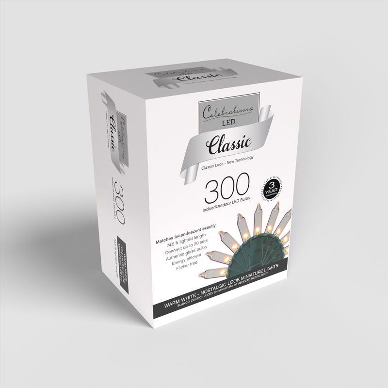 Celebrations Classic LED T5 Warm White 300 ct String Christmas Lights 74.5 ft.