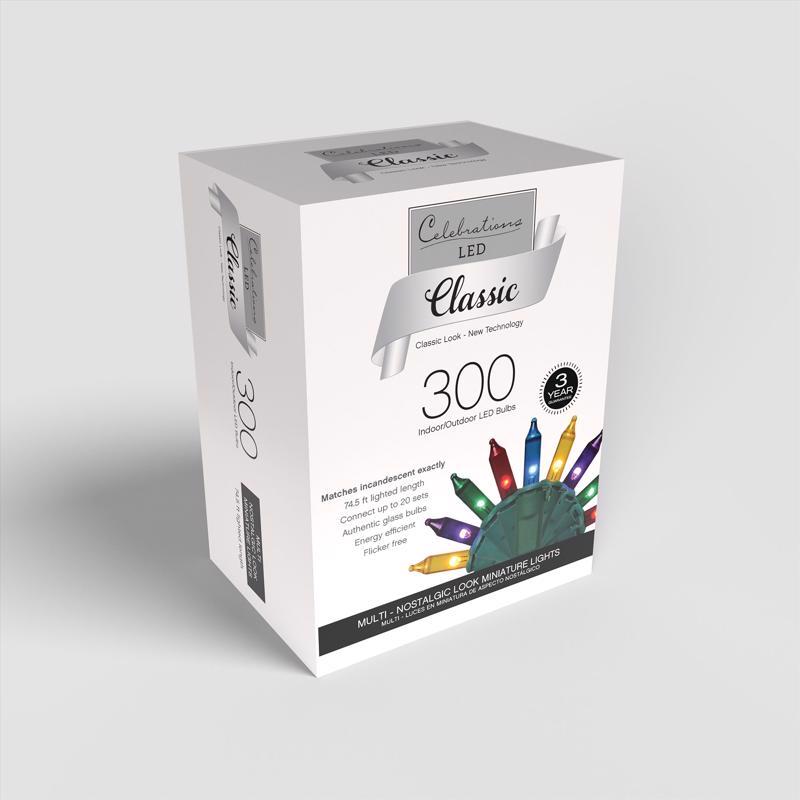 Celebrations Classic LED T5 Multicolored 300 ct String Christmas Lights 74.5 ft.