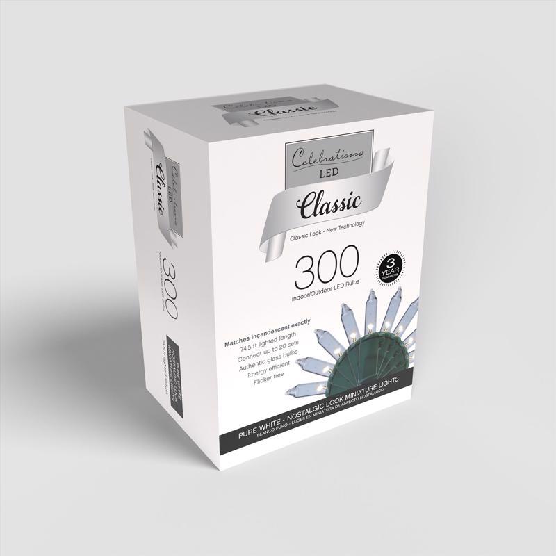 Celebrations Classic LED T5 Pure White 300 ct String Christmas Lights 74.5 ft.