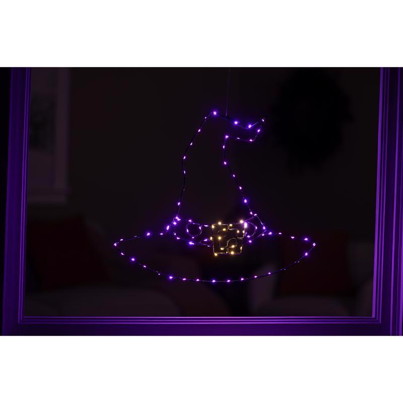 Celebrations Purple 84 ct 18.2 in. LED Prelit Illuminated Witch Hat Halloween Decor
