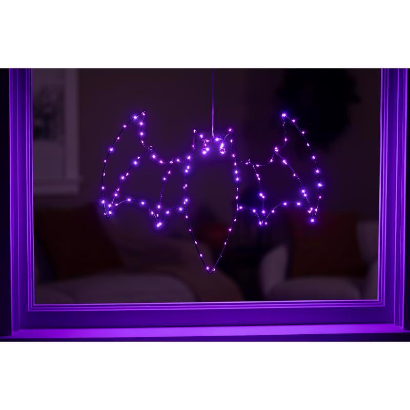 Celebrations Purple 120 ct 15 in. LED Prelit Illuminated Bat Halloween Decor