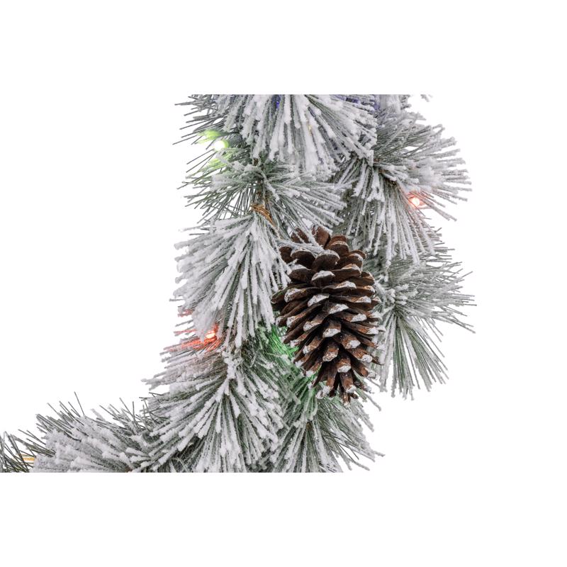 Celebrations Home 30 in. D LED Prelit Multicolored Snowy Scotch Pine Wreath