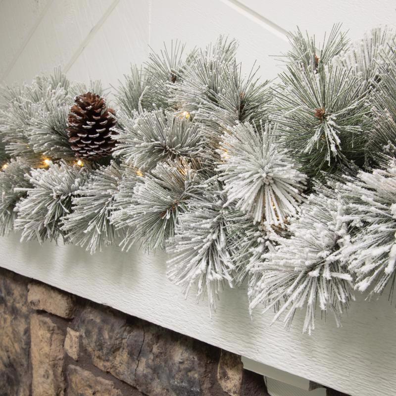 Celebrations Home 12 in. D X 9 ft. L LED Prelit Multicolored Snowy Scotch Pine Garland