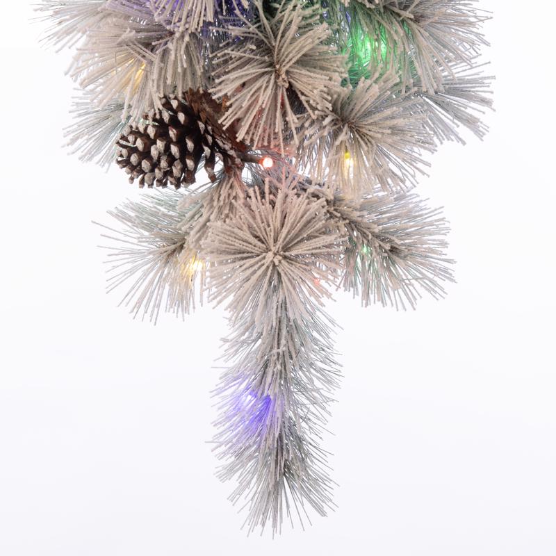 Celebrations Home 24 in. D X 2 ft. L LED Prelit Multicolored Snowy Scotch Pine Teardrop Garland