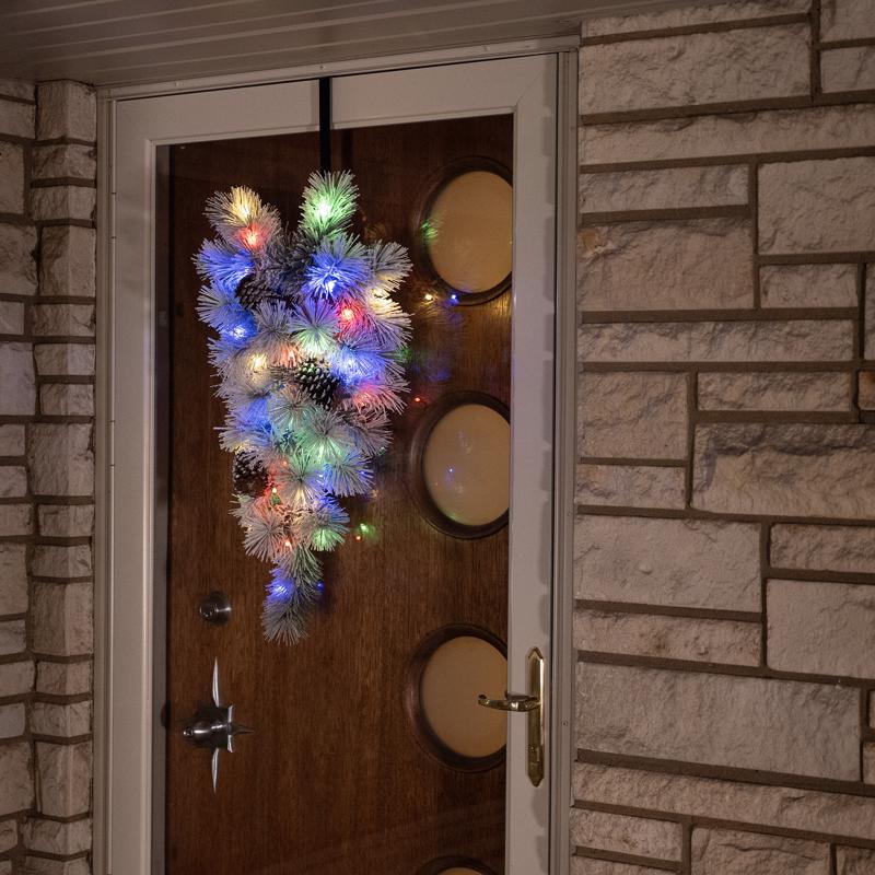 Celebrations Home 24 in. D X 2 ft. L LED Prelit Multicolored Snowy Scotch Pine Teardrop Garland