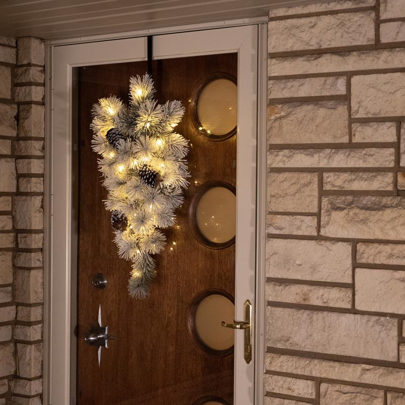 Celebrations Home 24 in. D X 2 ft. L LED Prelit Multicolored Snowy Scotch Pine Teardrop Garland