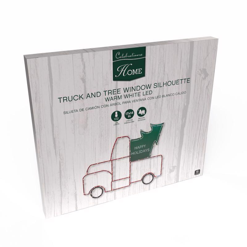 Celebrations LED Truck w/Tree Silhouette 15 in. Hanging Decor