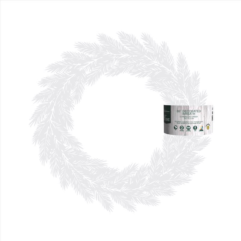 Celebrations Home 30 in. D X 2.5 ft. L LED Prelit Battery Operated Decorated Wreath