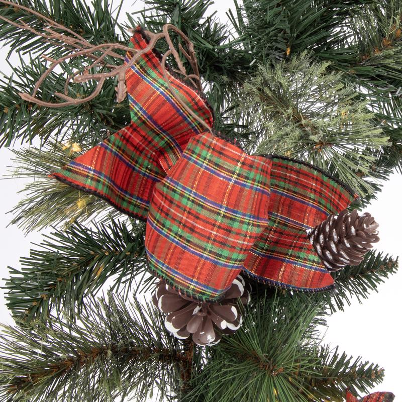 Celebrations 12 in. D X 9 ft. L LED Prelit Twig Pine Bow Garland