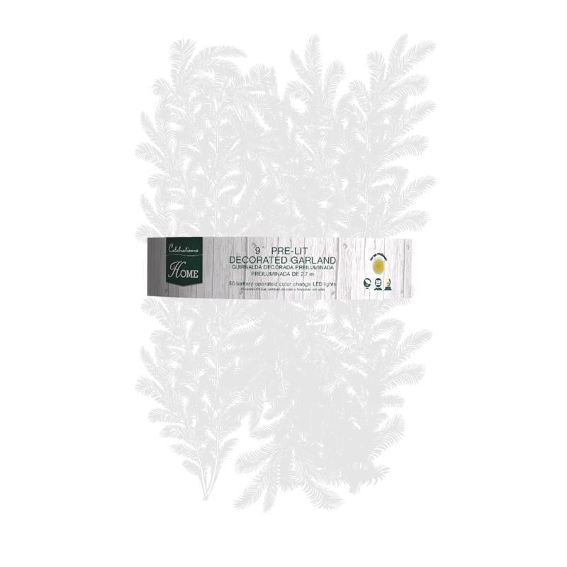 Celebrations 12 in. D X 9 ft. L LED Prelit Garland