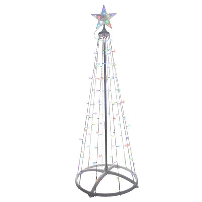 Celebrations Platinum Brilliant LED RGBW Straight Frame Tree 4 ft. Yard Decor
