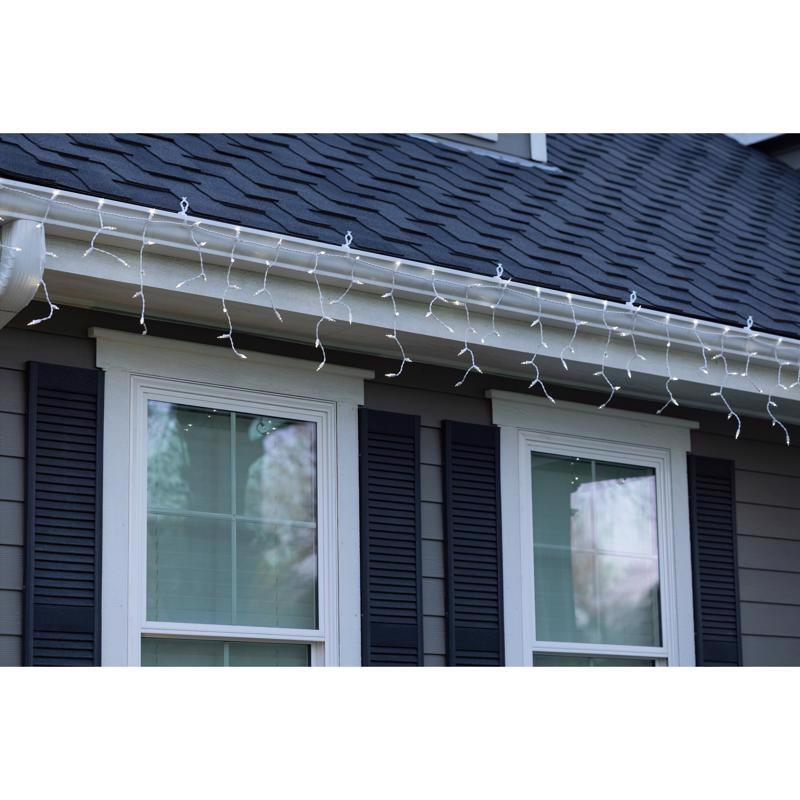 Celebrations Classic LED T5 Pure White 300 ct Icicle Christmas Lights 19.6 ft.