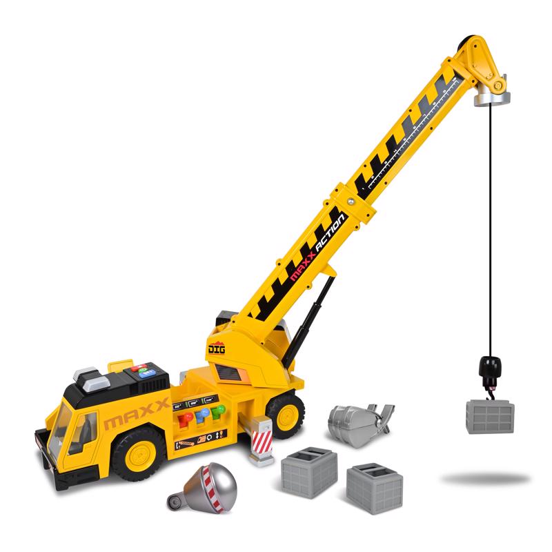 Maxx Action 3-n-1 Crane Truck Yellow 6 pc