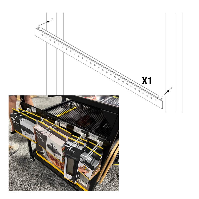 2 in. H X 36 in. W X 1 in. D Black Metal Ooni Table Accessory Bar Display