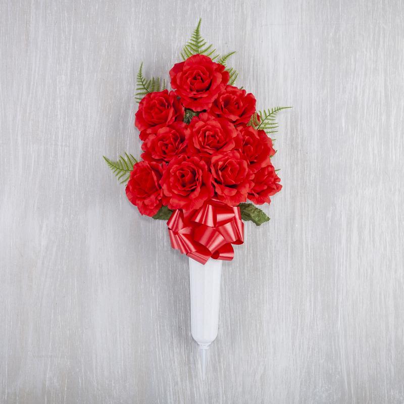 Gerson Rose Memorial Vase Cemetery Grave Decor