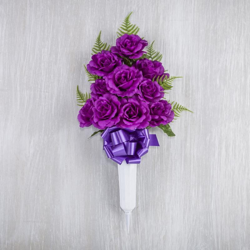 Gerson Rose Memorial Vase Cemetery Grave Decor