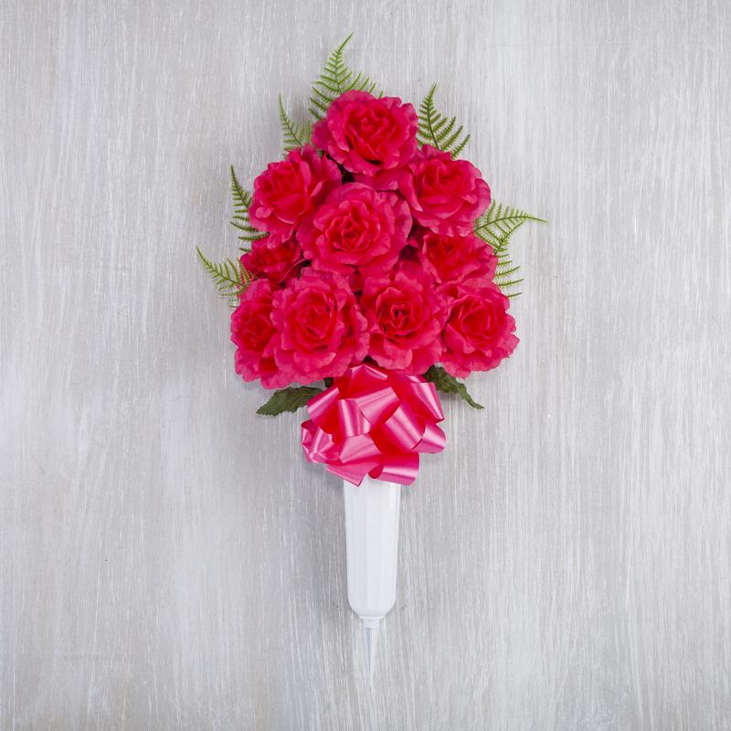 Gerson Rose Memorial Vase Cemetery Grave Decor