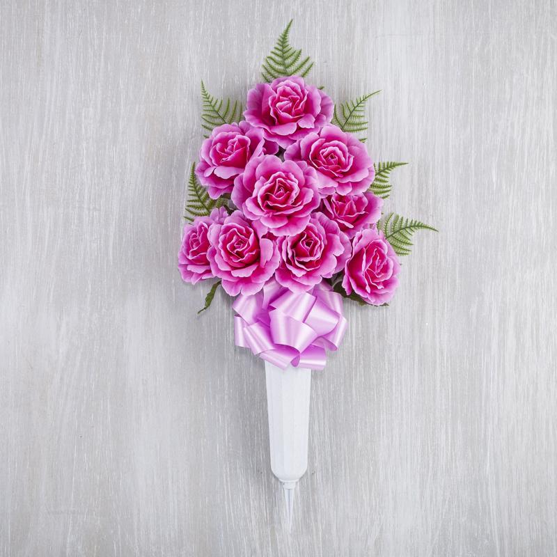 Gerson Rose Memorial Vase Cemetery Grave Decor